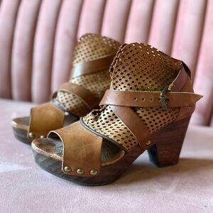 Free People Brown Leather Women's Heeled Sandals